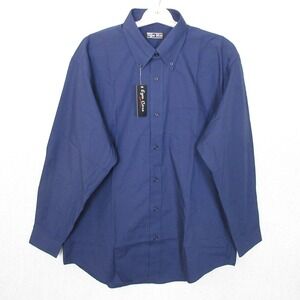 Tiger‎ Hill Mens Medium Button Down Shirt Long Sleeve Ezee Care Navy Blue
